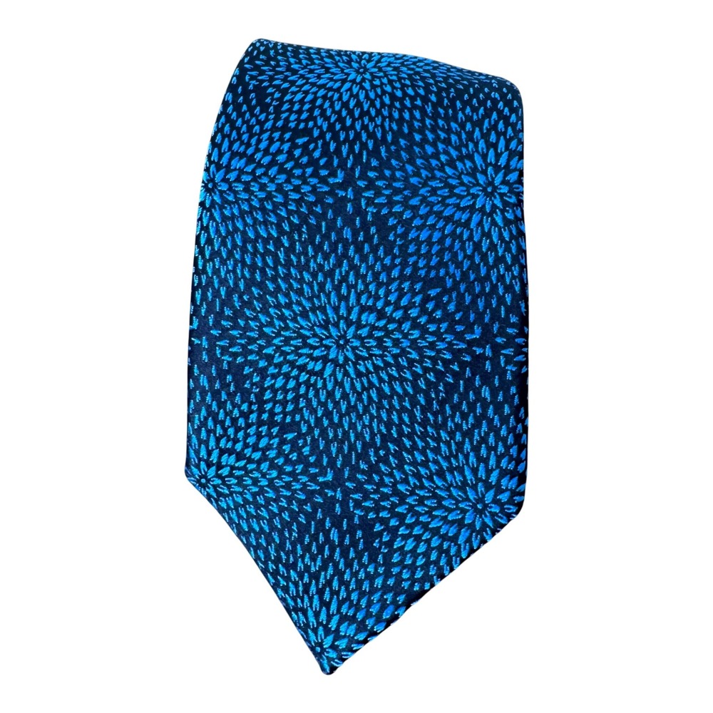 Charles Tyrwhitt Mens Silk Tie Blue Geometric Starburst Floral Navy RN116036